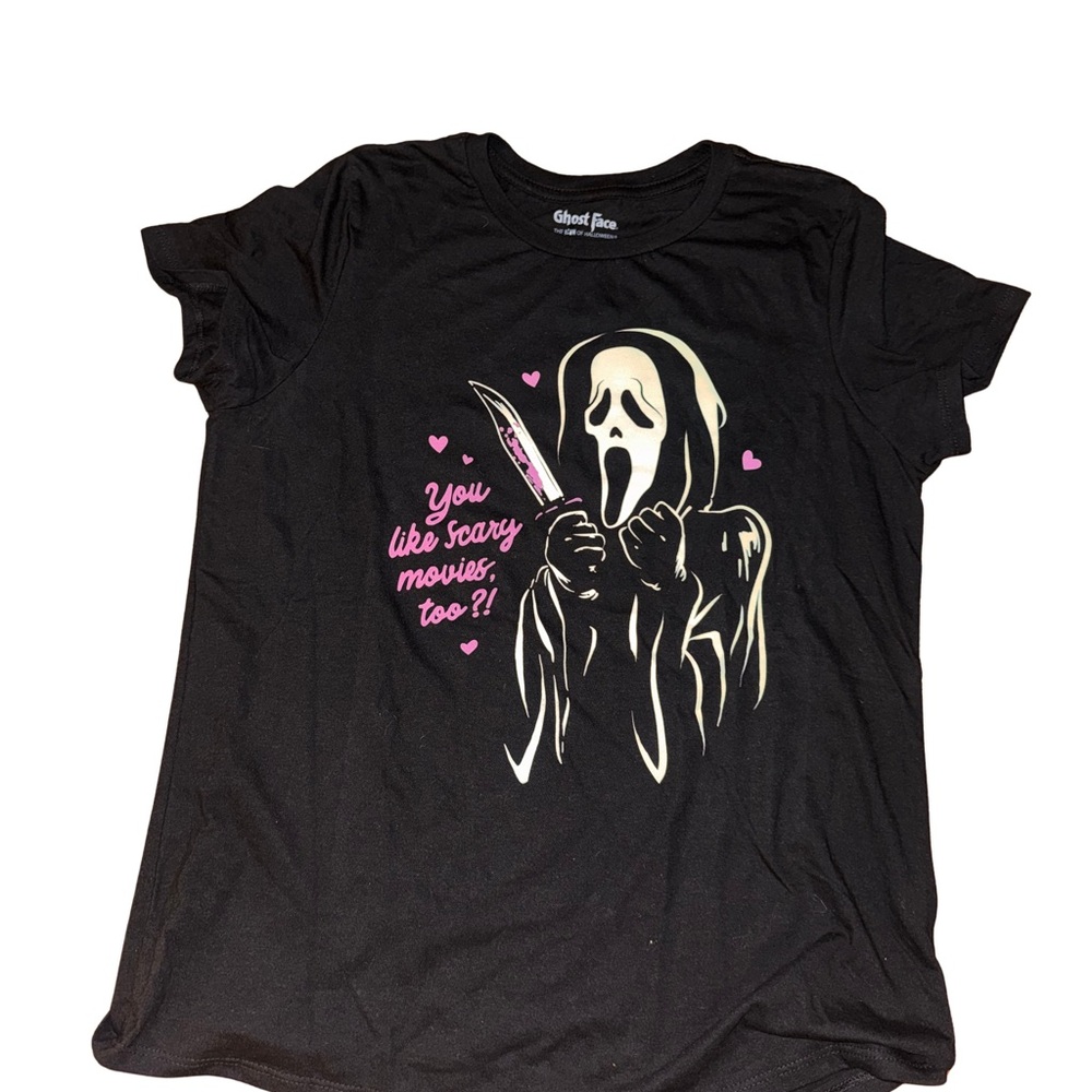 Ghost Face 'You Like Scary Movies Too?' Graphic Tee - Black